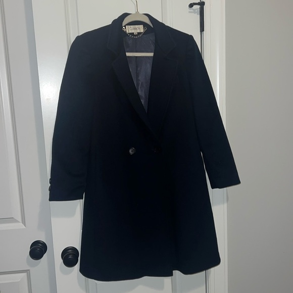 100% Wool Vintage Cassidy Pea Coat Jacket size 8 Navy Classic Timeless Style - Picture 1 of 12